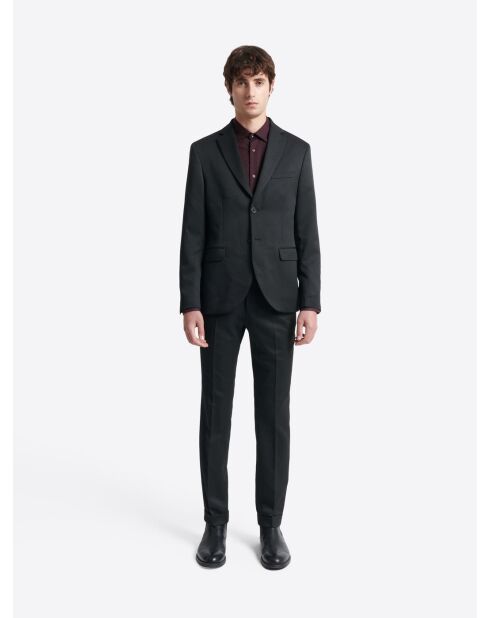 Chemise slim à motif jacquard en coton merlot