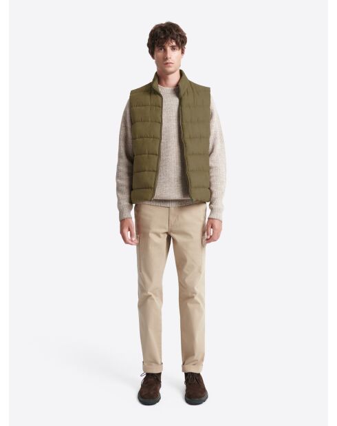 Gilet sans manches à col montant noisette