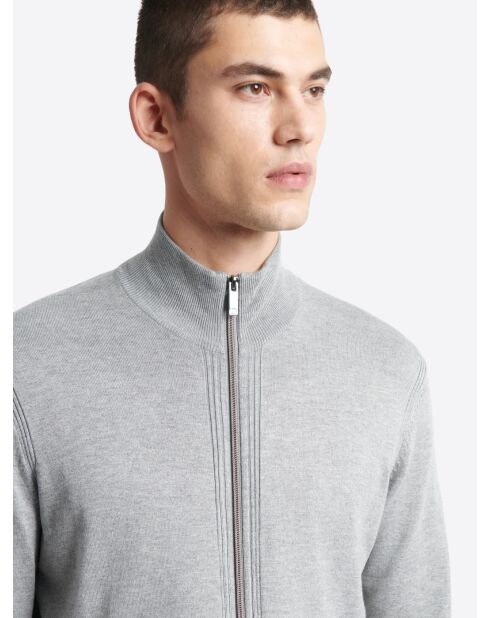 Cardigan zippé gris chiné clair