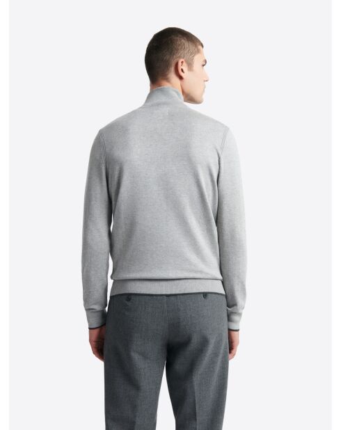 Cardigan zippé gris chiné clair