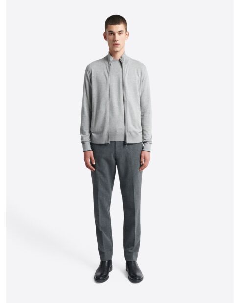 Cardigan zippé gris chiné clair