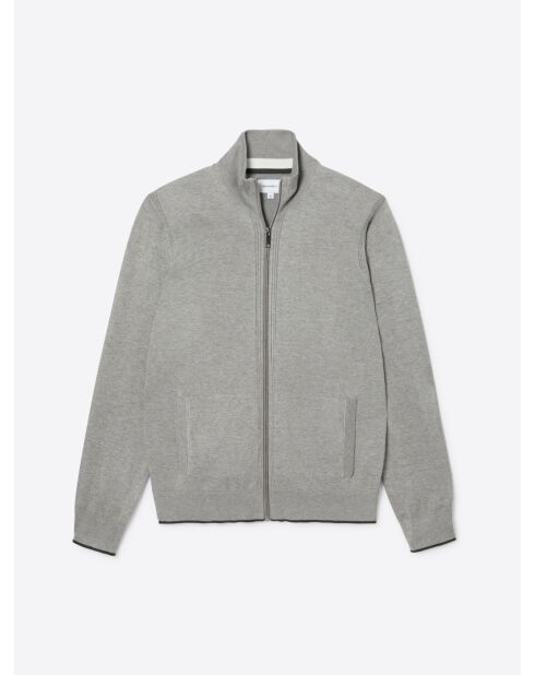 Cardigan zippé gris chiné clair