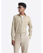 Chemise stretch fleurie beige doux