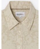 Chemise stretch fleurie beige doux