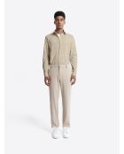 Chemise stretch fleurie beige doux