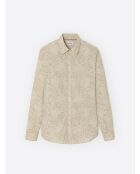 Chemise stretch fleurie beige doux