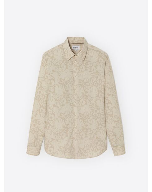 Chemise stretch fleurie beige doux