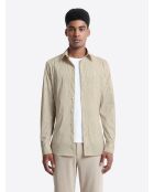 Chemise stretch fleurie beige doux