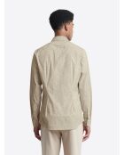 Chemise stretch fleurie beige doux