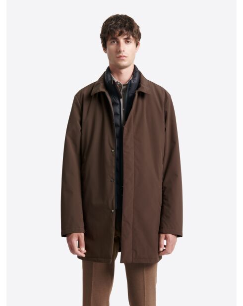 Parka col chemise 2 en 1 marron glacé