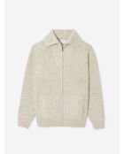 Gilet col camionneur chiné grège