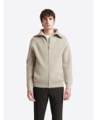 Gilet col camionneur chiné grège