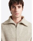 Gilet col camionneur chiné grège