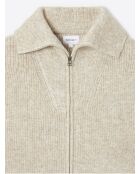 Gilet col camionneur chiné grège