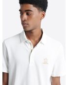 Polo manches courtes brodé en coton blanc neige