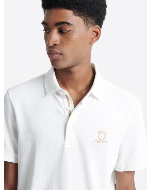 Polo manches courtes brodé en coton blanc neige