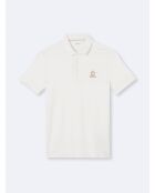 Polo manches courtes brodé en coton blanc neige