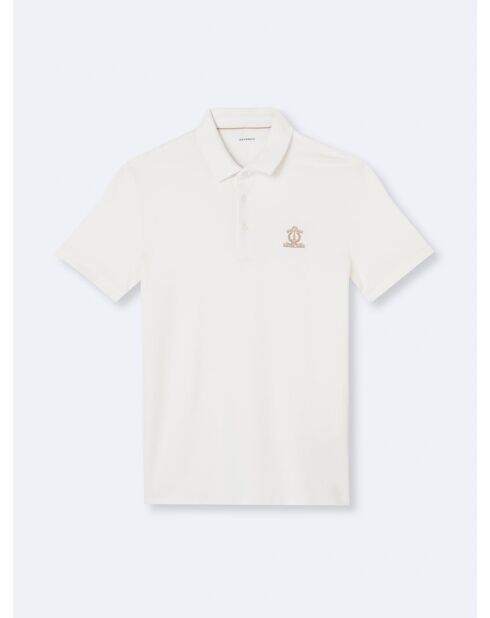 Polo manches courtes brodé en coton blanc neige