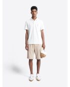 Polo manches courtes brodé en coton blanc neige