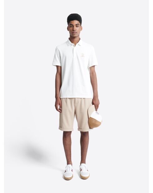 Polo manches courtes brodé en coton blanc neige
