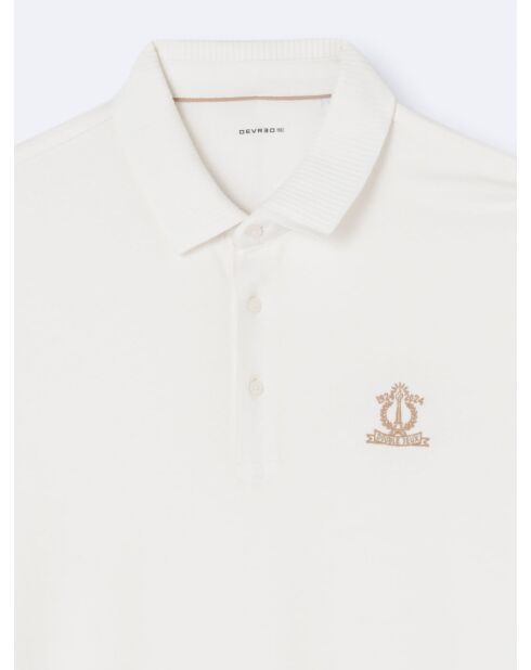 Polo manches courtes brodé en coton blanc neige