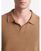 Pull à col derby en Coton mélangé noisette