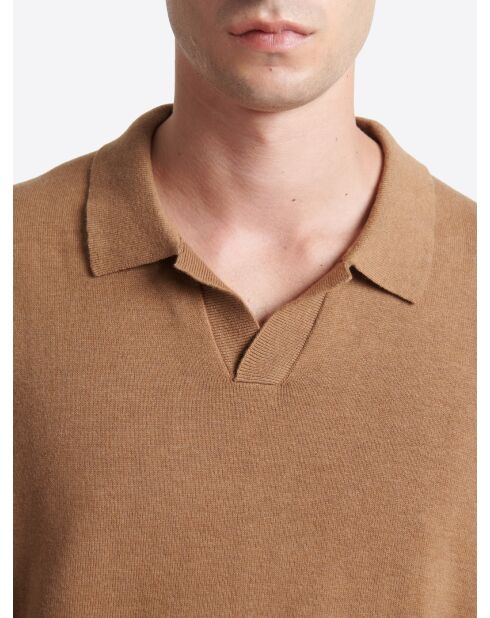 Pull à col derby en Coton mélangé noisette
