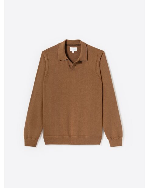 Pull à col derby en Coton mélangé noisette