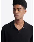 Polo maille col v 100% coton bio noir