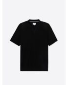 Polo maille col v 100% coton bio noir