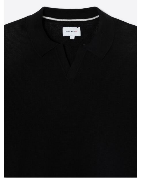 Polo maille col v 100% coton bio noir
