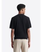 Polo maille col v 100% coton bio noir