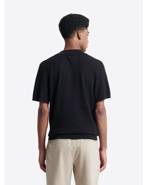 Polo maille col v 100% coton bio noir