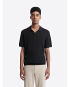 Polo maille col v 100% coton bio noir