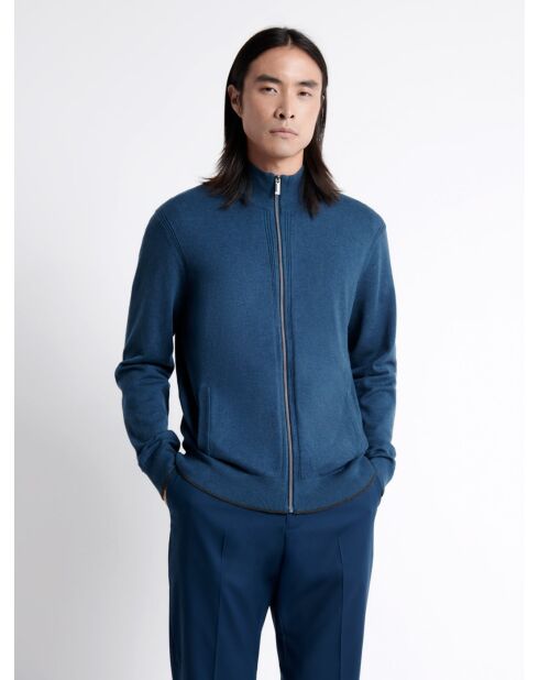 Cardigan zippé bleu outremer
