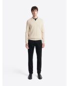 Polo maille col ouvert en viscose ficelle