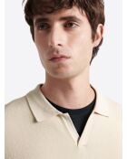 Polo maille col ouvert en viscose ficelle