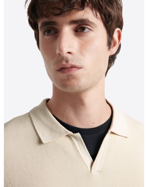 Polo maille col ouvert en viscose ficelle