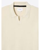 Polo maille col ouvert en viscose ficelle