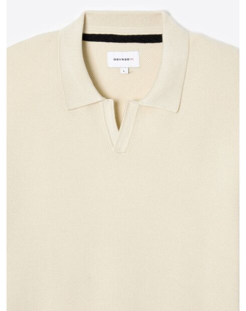 Polo maille col ouvert en viscose ficelle