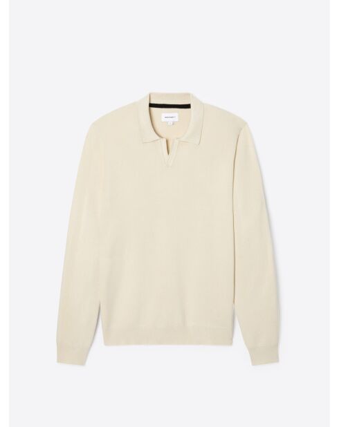 Polo maille col ouvert en viscose ficelle