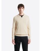 Polo maille col ouvert en viscose ficelle