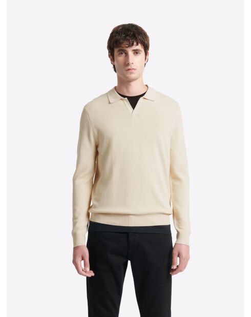 Polo maille col ouvert en viscose ficelle