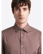 Chemise slim fantaisie en coton merlot