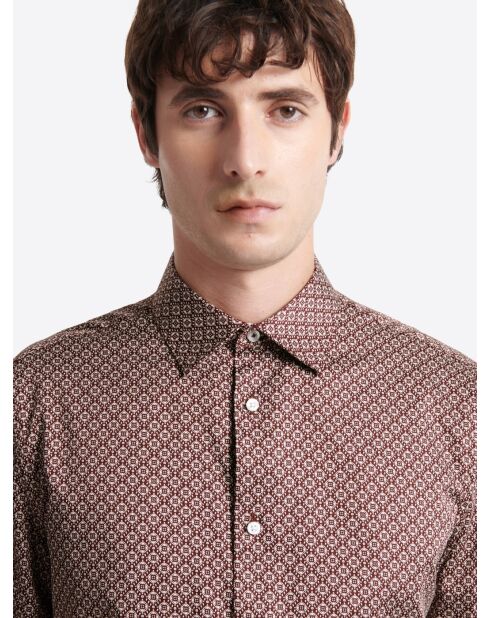 Chemise slim fantaisie en coton merlot