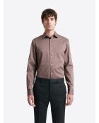 Chemise slim fantaisie en coton merlot