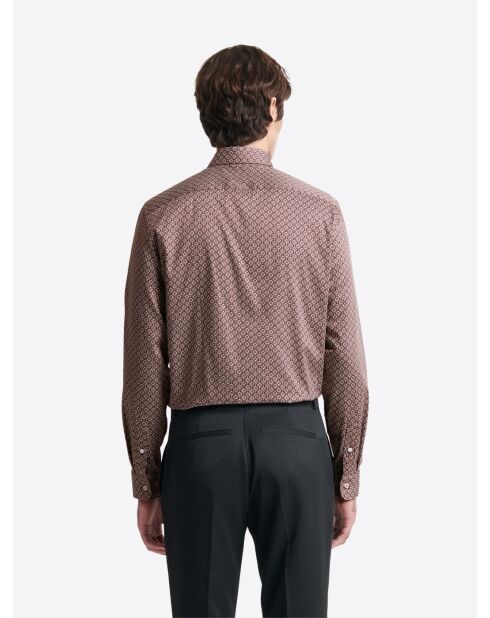 Chemise slim fantaisie en coton merlot