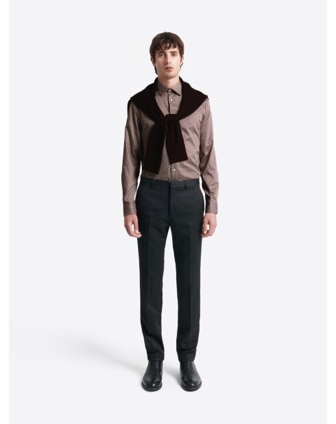 Chemise slim fantaisie en coton merlot