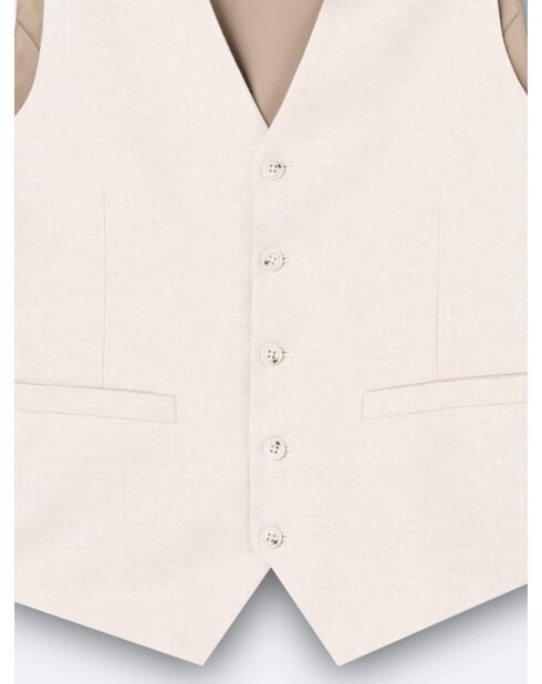 Gilet de costume en 100% coton lin grège