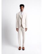 Gilet de costume en 100% coton lin grège